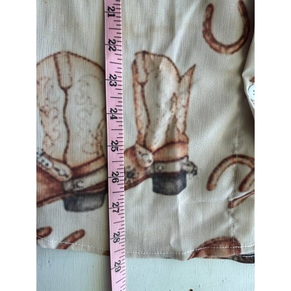 Vintage Western Cowboy Boots & Horseshoes Sheer Button-Up Shirt Size L - Picture 5 of 8